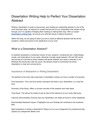 Dissertation Writing Help to Perfect Your Dissertation Abstract