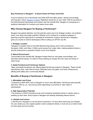 Buy Farmhouse in Naugaon – A Smart Choice for Peace and Profit