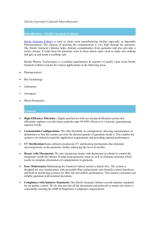 Sterile Garment Cabinet