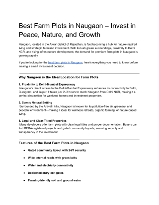 Best Farm Plots in Naugaon – Invest in Peace, Nature, and Growth