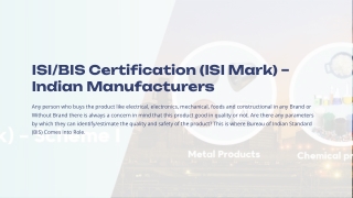 ISI Mark BIS Certification