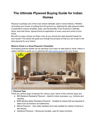 The Ultimate Plywood Buying Guide for Indian Homes