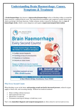 Understanding Brain Haemorrhage