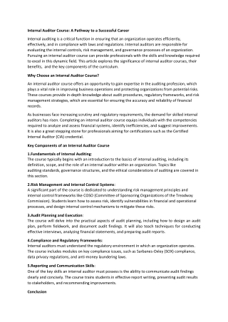 iso internal auditor course