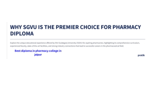 Why SGVU is the Premier Choice for Pharmacy Diploma
