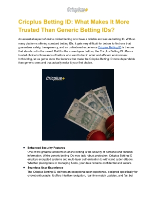 Cricplus Betting ID_ What Makes It More Trusted Than Generic Betting IDs_