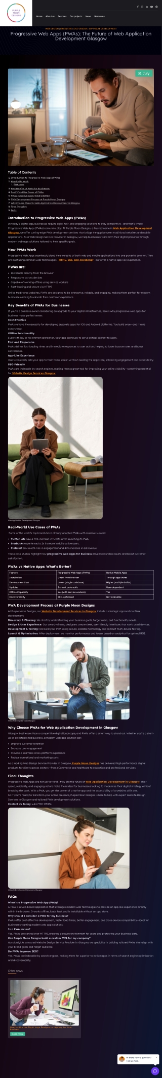 Progressive Web Apps (PWAs) for Modern Business Glasgow