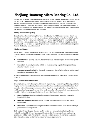 Zhejiang Huaneng Micro Bearing Co., Ltd.