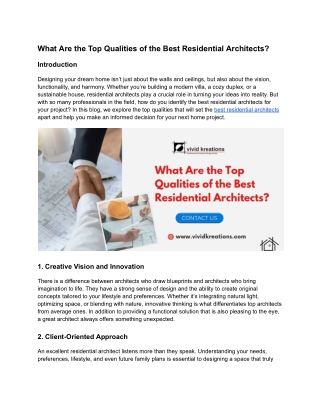 What Are the Top Qualities of the Best Residential Architects_