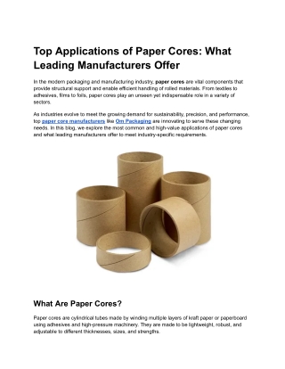 Paper Core Manufacture