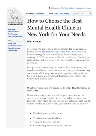 How to Choose the Best Mental Health Clinic in New York for Your Needs