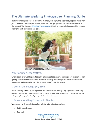 The Ultimate Wedding Photographer Planning Guide