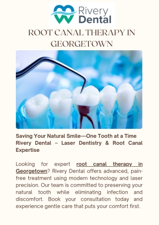 Root Canal Therapy In Georgetown – Fast, Comfortable Solutions