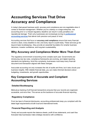 Accounting Services That Drive Accuracy and Compliance