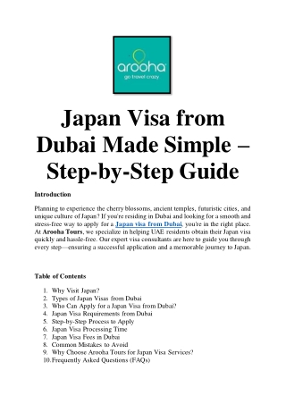 Japan Visa from Dubai Made Simple – Step-by-Step Guide