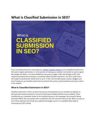 What is Classified Submission in SEO? - TechEasify