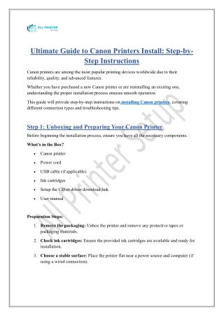 Ultimate Guide to Canon Printers Install: Step-by-Step Instructions