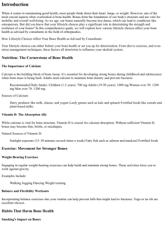 How Lifestyle Choices Affect Your Bone Health as Advised by Consultants