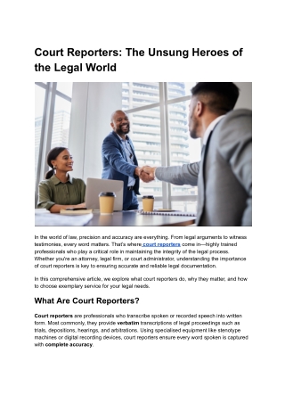 Why Court Reporters Are Essential in the Legal System: A Complete Guide