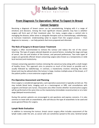 From Diagnosis to Operation What to Expect in Breast Cancer Surgery