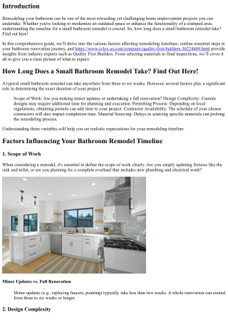 How Long Does a Small Bathroom Remodel Take? Find Out Here!