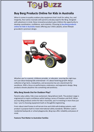 Buy Berg Products Online for Kids in Australia