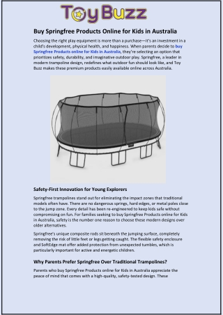 Buy Springfree Products Online for Kids in Australia