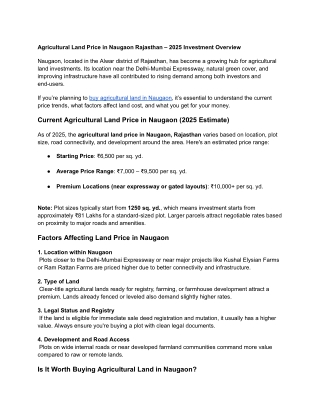 Agricultural Land Price in Naugaon Rajasthan – 2025 Investment Overview