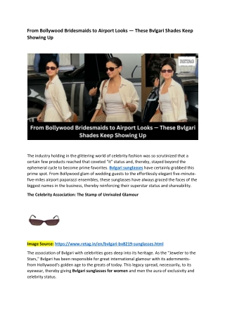 From Bollywood Bridesmaids to Airport Looks — These Bvlgari Shades Keep Showing Up