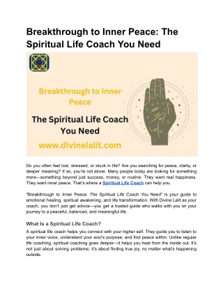 Breakthrough to Inner Peace_ The Spiritual Life Coach You Need
