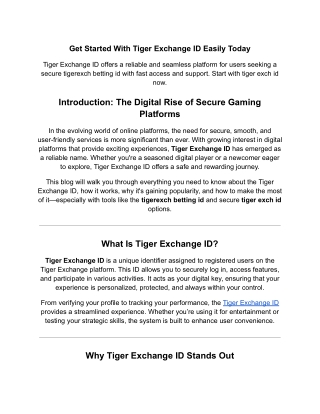 Get Started With Tiger Exchange ID Easily Today