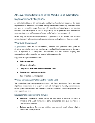 AI Governance Solutions in the Middle East A Strategic Imperative for Enterprises