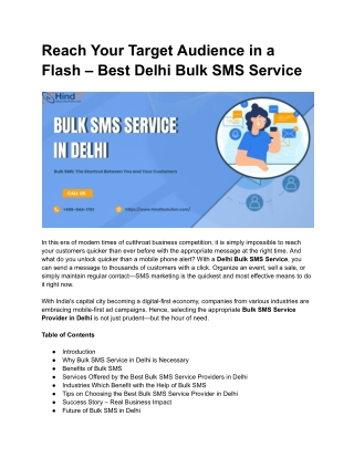 Reach Your Target Audience in a Flash – Best Delhi Bulk SMS Service
