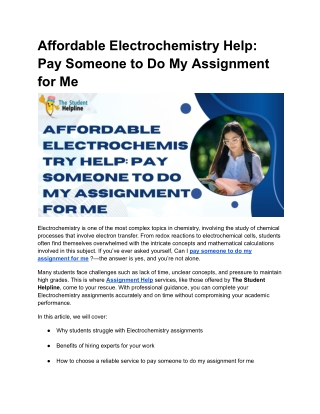 Affordable Electrochemistry Help_ Pay Someone to Do My Assignment for Me