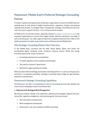 Paramount Middle East’s Preferred Strategic Consulting Partner