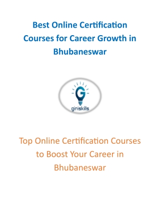 Best Online Certification Courses for Career Growth in Bhubaneswar