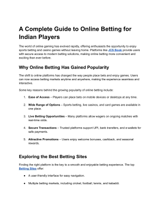 A Complete Guide to Online Betting for Indian Players