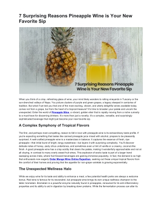 7 Surprising Reasons Pineapple Wine is Your New Favorite Sip