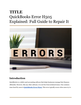 QuickBooks Error H505 Explained_ Full Guide to Repair It