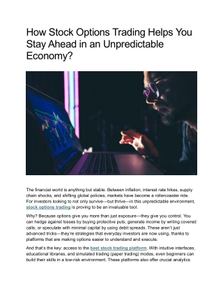 How Stock Options Trading Helps You Stay Ahead in an Unpredictable Economy