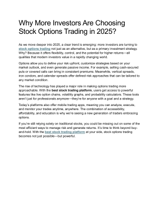 Why More Investors Are Choosing Stock Options Trading in 2025