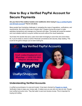 How to Buy a Verified PayPal Account for Secure Payments
