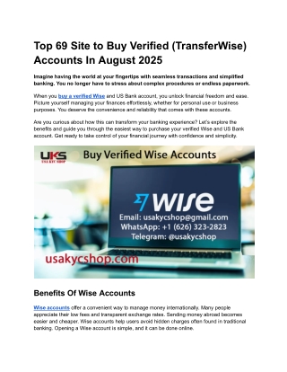 Top 69 Site to Buy Verified (TransferWise) Accounts In August 2025