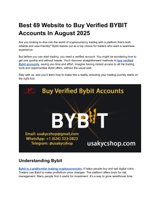 Best 69 Website to Buy Verified BYBIT Accounts In August 2025