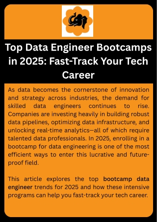 Top Data Engineer Bootcamps in 2025 Fast-Track Your Tech Career