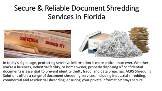 Secure & Reliable Document Shredding Services in Florida