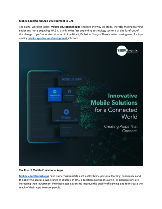 Mobile Educational App Development in UAE