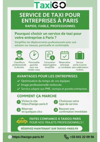 Service taxi pour entreprises paris