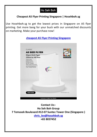 Cheapest A5 Flyer Printing Singapore | Hosehboh.sg