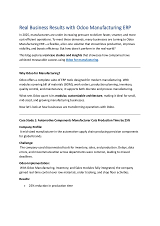 Real Business Results with Odoo Manufacturing ERP